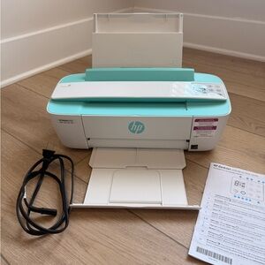 HP DeskJet 3755 All-In-One Wireless Printer in White and Teal